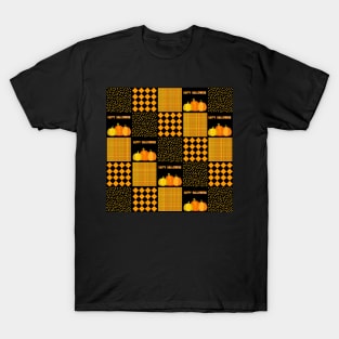 Pumpkin Halloween Patchwork Pattern T-Shirt